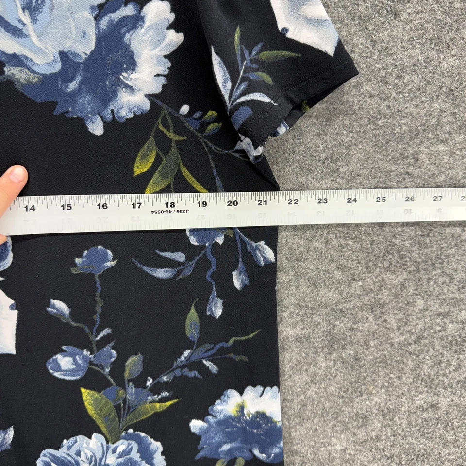 Безымянные производители платье женщин L большой черный цветочный Shift Midi v-образным вырезом короткий рукав повседневный - Изображение 3 из 4