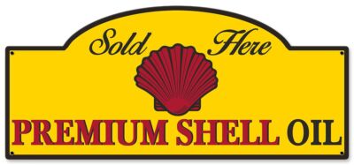 PREMIUM SHELL OIL SOLD HERE CLAM 17'' HEAVY DUTY USA MADE METAL ADVERTISING SIGN