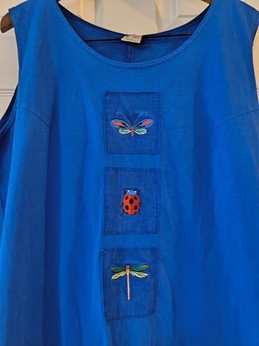 Cactus California Blue Embroidery Cotton Maxi Dress Size XL - Picture 4 of 7