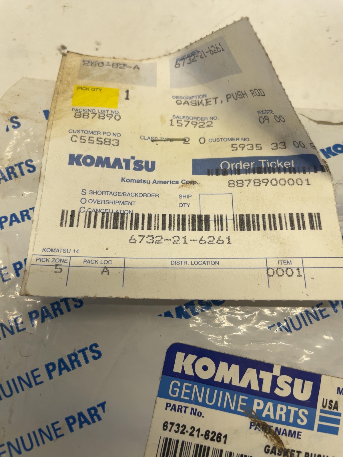 Gasket 6732216261 Gasket Cam Follower Cover For Komatsu® (6732216261