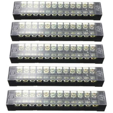 5/20x Dual Row 12 Positions Screw Terminal Electric Barrier Strip Block 600V 15A