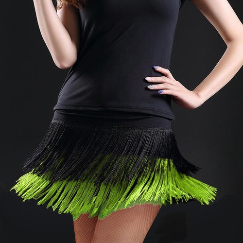 Latin Dance Skirts Tango Rumba Salsa Cha-cha Ballroom Fringe Tassels Dancedress - Picture 5 of 15