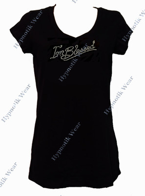 Women's Rhinestone T-Shirt  '' I'm Blessed ''  in S, M, L, 1X, 2X, 3X
