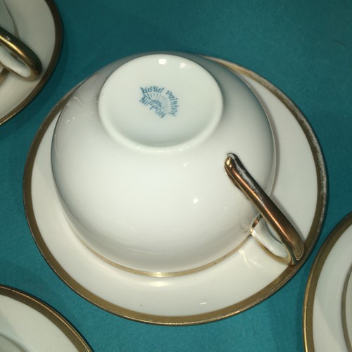 Juego de 6 tazas de café y platillos de té pintados a mano de oro nipón de colección de la década de 1920 - Imagen 9 de 20