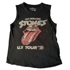 ROLLING STONES T Shirt Tank US Tour Distress Retro Unisex Womans L Large Cotton