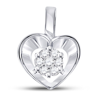 L U DIAMANTEN 10K weißer Diamant kleines Herz Cluster fein Anhänger 1/12 ct