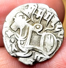 Shahi Kings - Silver Drachm - "Samanta Deva"  - Bull & Horseman 800 - 1026 AD