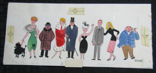 IT'S YOUR BIRTHDAY Cartoon Characters in a Row 10x4.5" Greeting Card Art #5654