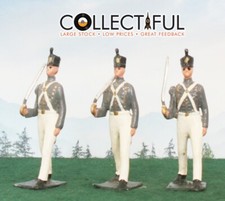 VINTAGE LEAD - 3X FIGURE SOLDIER SET - GRAY/WHITE MARCHING -BRITAINS SIZE   1830