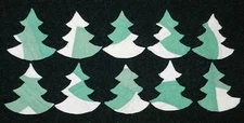 10 PRIMITIVE ANTIQUE CUTTER QUILT TREES!! Green/White! Scrapbooking! 