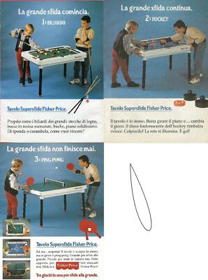 Werbung Advertising Pubblicità FISHER PRICE BILIARDO HOCKEY PING PONG 1994