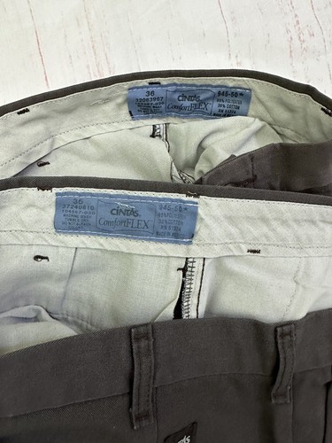 2- Cintas Comfort Flex Men's Work Pants Brown Flat Front Size 36 x 29 - Picture 16 of 18