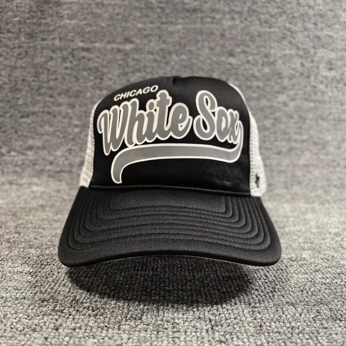 '47 Brand Chicago White Sox MLB Trucker Snapback Hat Black White Script Logo