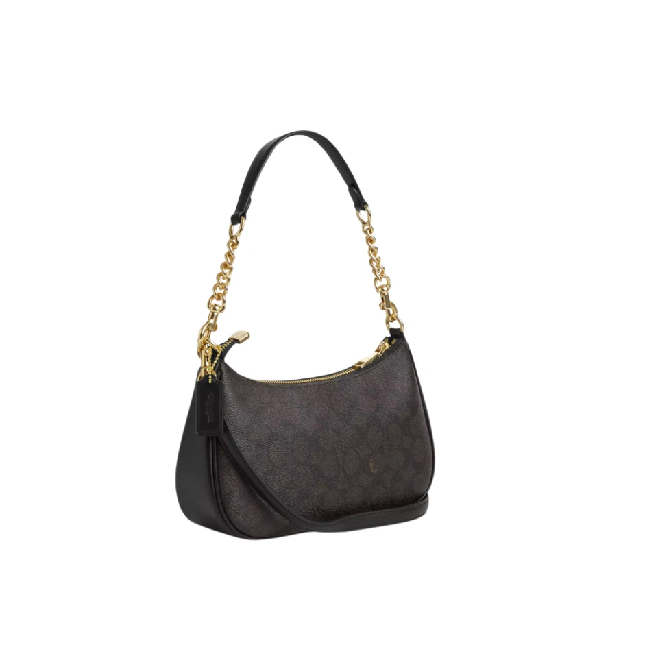 Nuevo Bolso de Hombro COACH CA548 Teri para Mujer en Lona Signature Dorado/Marrón Negro Foto 2 de 4