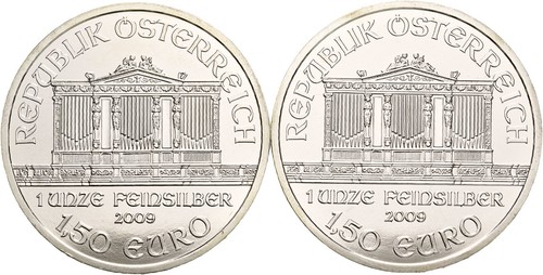 Künker: Österreich, 2 x 1,50 Euro 2009, Philharmoniker, 1 Unze Feinsilber, Top!