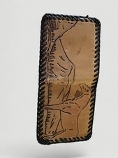 Vtg Hand-tooled Leather Wallet, Western, Horse, Brown, Bi Fold, Landscape