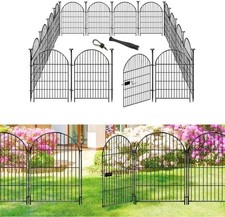 ADAVIN Garden Fence Animal Barrier with Gate 40 in H  26.2 Ft L 12 Panels,Rustp