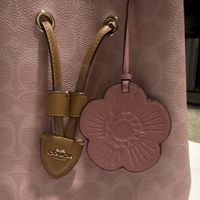 New Coach Powder Pink Signature Bucket Bag Flower Charm Detachable