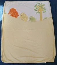 Mothercare Cot Blanket Coverlet Elephant family yellow fleece reverse 7179325