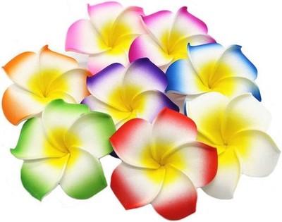 100Pcs Mixed Colors Foam Hawaiian Frangipani Artificial Plumeria Flower Petal...