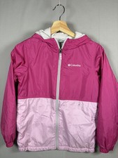 Girls Columbia Fleece Lined Windbreaker Jacket MD 10/12 Pink