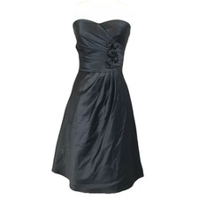 Bill Levkoff Black Satin Strapless Sweetheart Wedding Bridesmaid Dress Size 2
