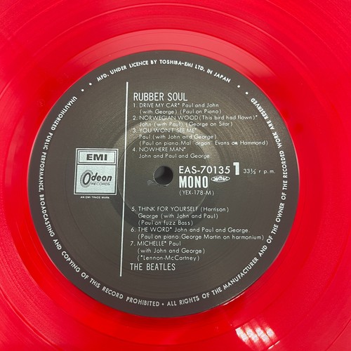 THE BEATLES / Rubber Soul - EAS-70135 - Japan Limited Red Vinyl LP Mono - w/Obi - Picture 10 of 15