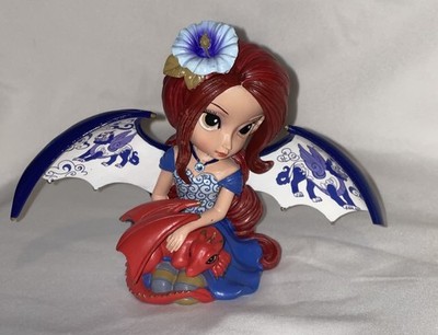 Courageous Spirit Blue Willow Fairy Dragon Figurine Jasmine Becket  Small Chip 