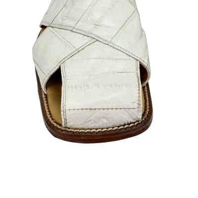Studio Belvedere White Eel Leather Slingback Sandals 9  display picture 3
