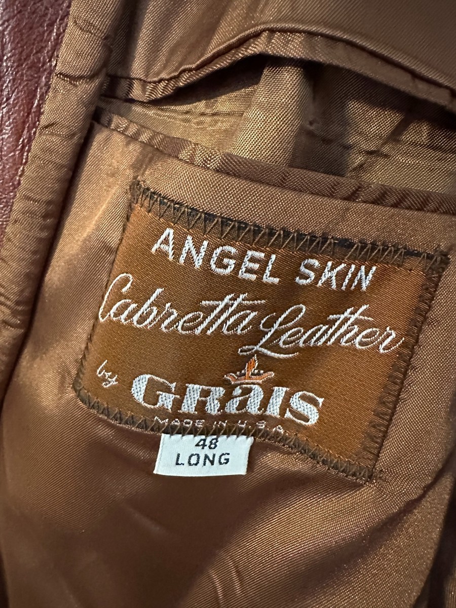 Vintage 1970s Angel Skin Cabretta Leather Jacket by Grais Sz 48L