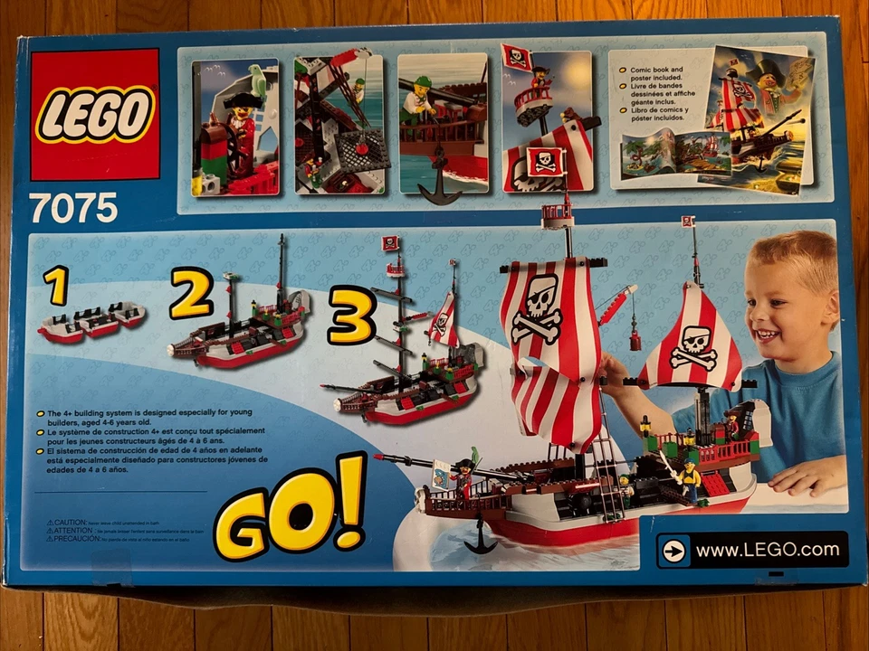 Raro LEGO Barbo Pirata Barba Roja (7075) Caja abierta - ¡TODAS LAS BOLSAS SELLADAS! Foto 3 de 3