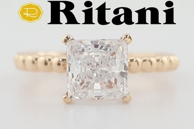 Ritani 1RZ1325 Surprise Diamond Beaded Semi-Mount Engagement Ring 18k Gold $830