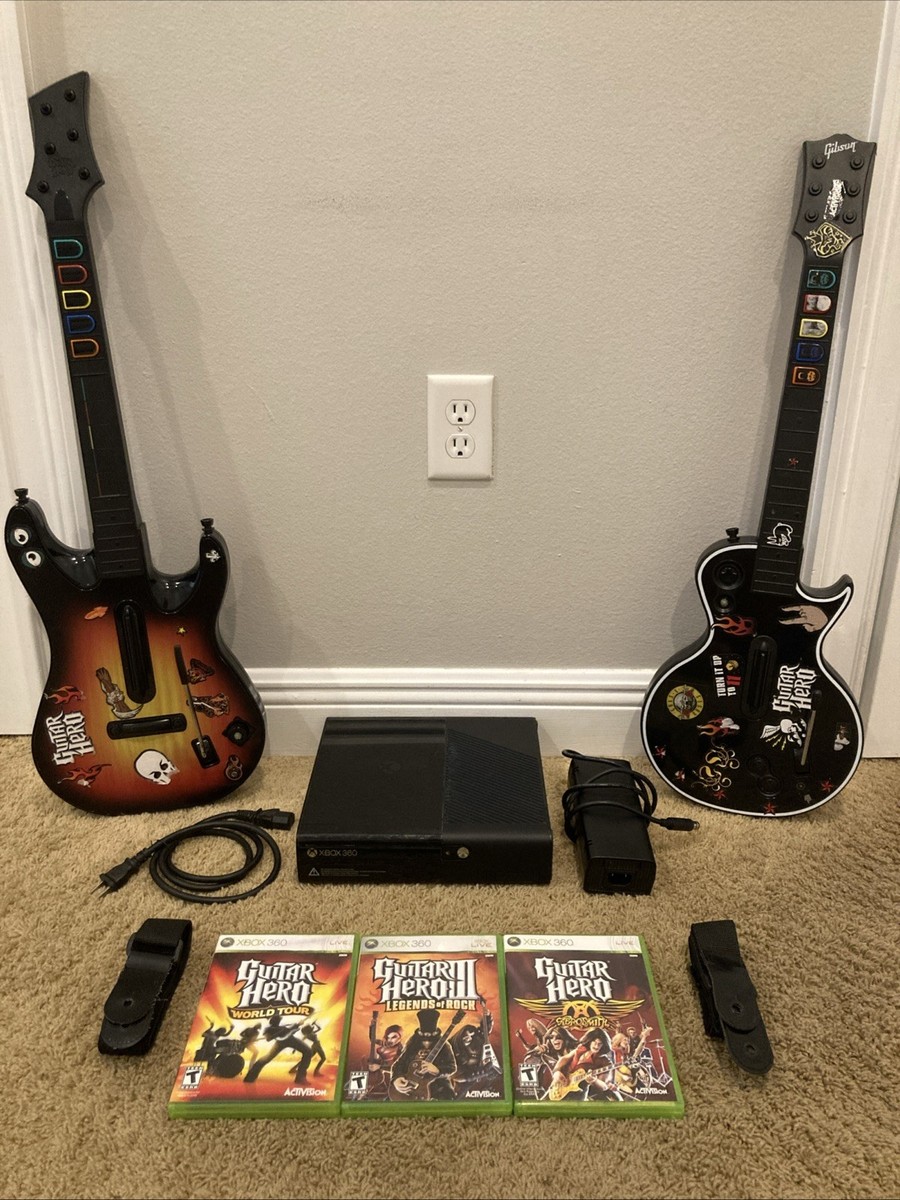 Xbox 360 E Console 4GB Guitar Hero bundle Les Paul Games