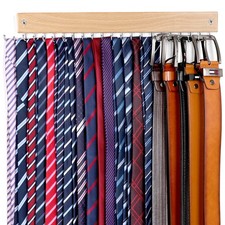 Belt and Tie Organizer for Closet, Tie and Belt Rack Wall Mounted with 20 Sto...