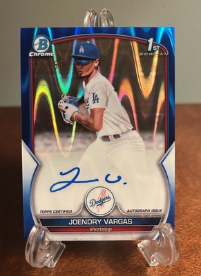 2023 Bowman Chrome Joendry Vargas Blue Raywave Refactor Auto /150 Dodgers Rookie
