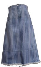 NEW CHANEL Blue/White Striped Denim A-Line Midi Skirt Size 38 from S/S 2018