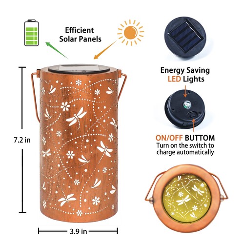Dragonfly Solar Lanterns Outdoor Waterproof Hanging Solar Lights Dragonfly Gi... - Picture 6 of 8