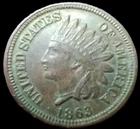 1863 CN Indian Head Cent XF Condition!
