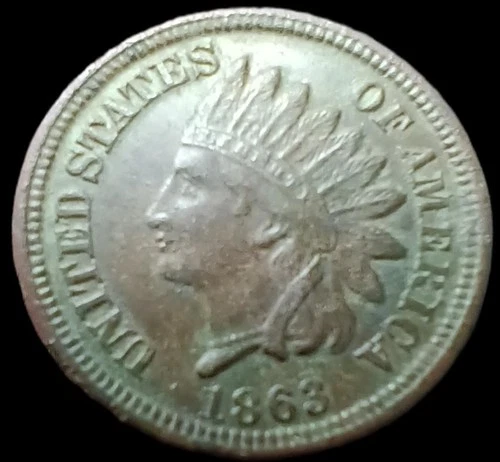 1863 CN Indian Head Cent XF Condition!
