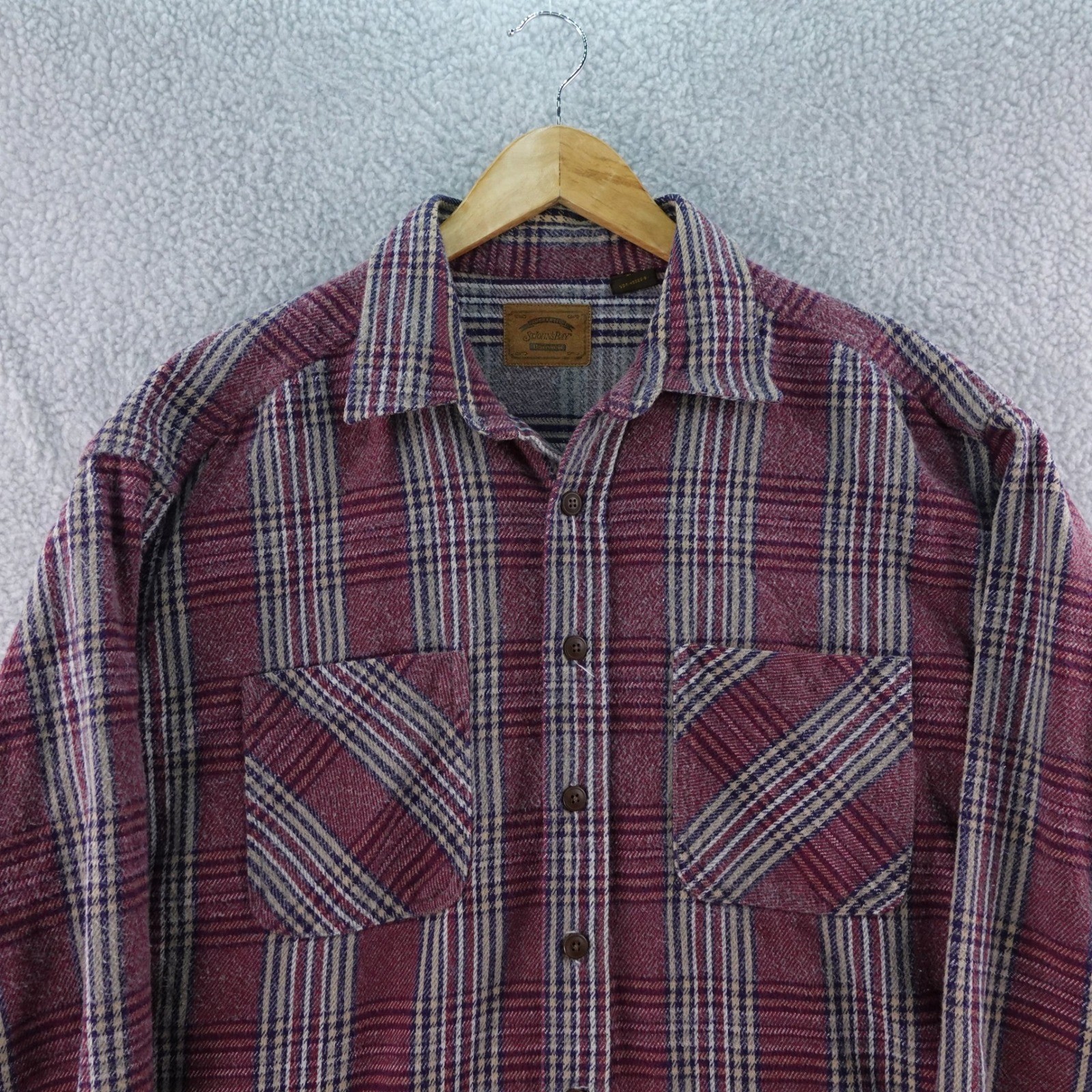 Vintage St Johns Bay Heavyweight Plaid Flannel Shirt Mens XL Button Up Pockets