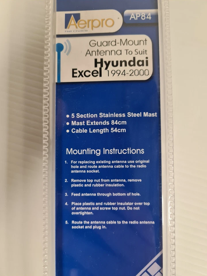 Antena NOS Aeropro AP84 Arial para Hyundai Excel 1994-2000 Foto 2 de 4