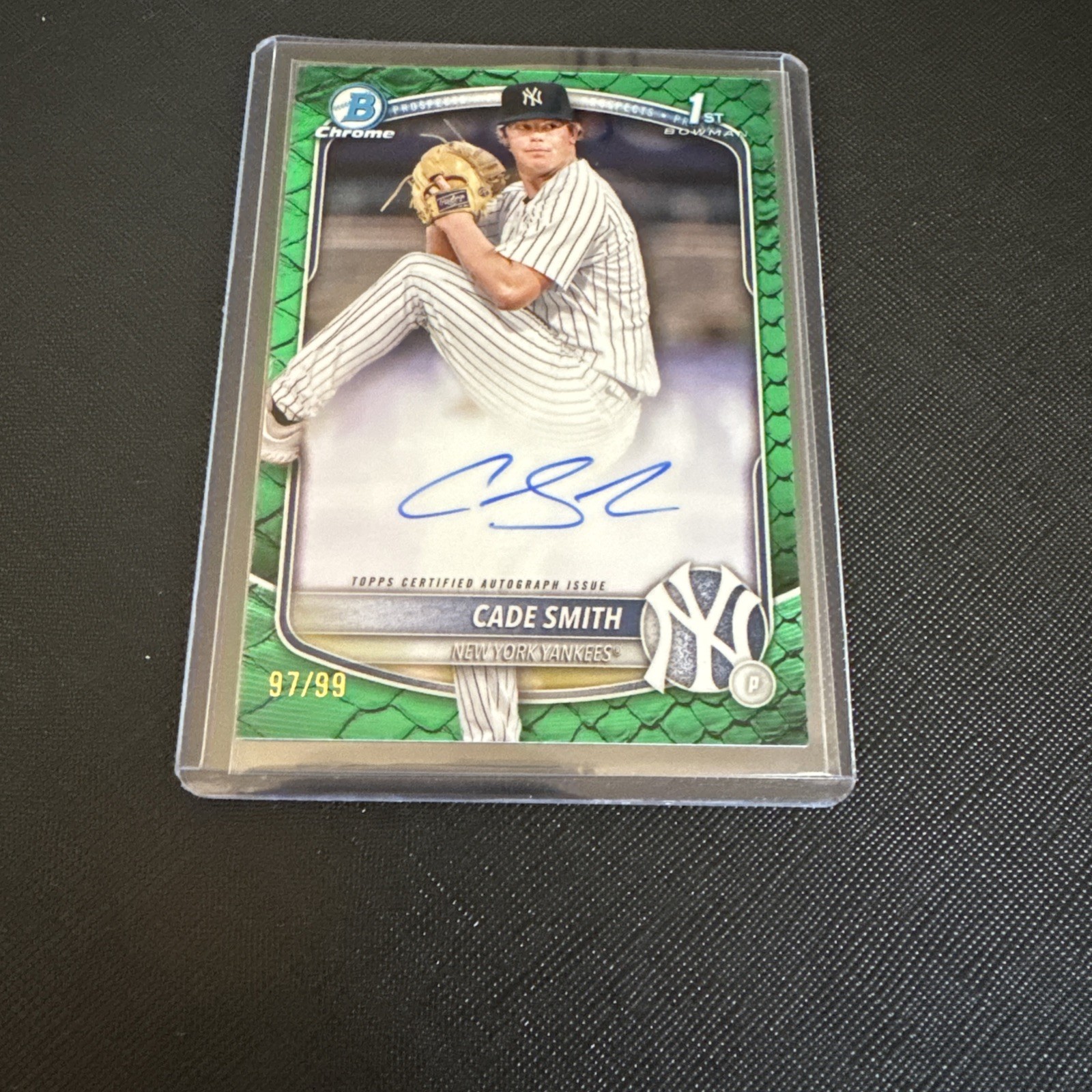 2025 Bowman Chrome Prospect Autographs Cade Smith 1st Bowman Green Reptilian /99