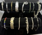 Costume Vintage Jewelry Bracelets Lot Of 14 Gemstone, Silver, & Gold Tones