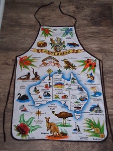 AUSTRALIA FULL SIZE GRAPHIC KITCHEN APRON LOTS OF AUSSI ANIMALS NICE !!!!