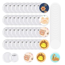 100 PCS 45mm/1.77 Inch Clear Acrylic Button Pins Badges Blank Round Paper DIY
