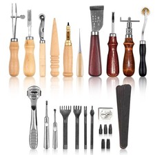 Kit Lavorazione Cuoio,Kit di Strumenti Artigianali in Pelle Fai Da Te,Strumenti 