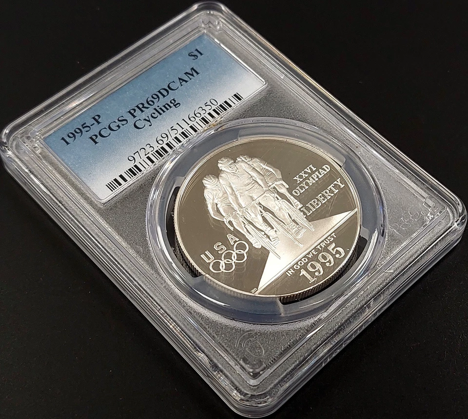 1995 P Proof Olympics Cycling Commemorative Silver Dollar, PR 69 DCAM by PCGS! - Image 2 of 4