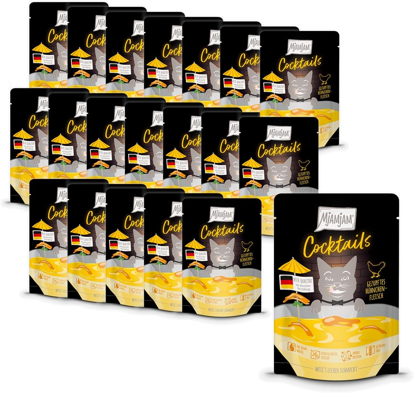 MjAMjAM Cocktails Carne di Pollo Sfilacciata per Gatti - Bevanda Idratante