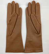 Vintage Womens Leather Like Gloves by ARIS Brown Size Large NEW