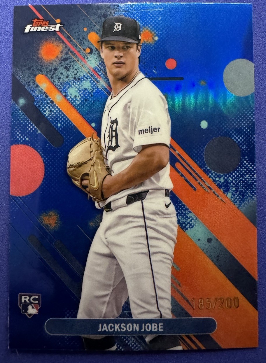 2025 Topps Finest Jackson Jobe Common Blue Refractor /200 (RC) #174 Tigers